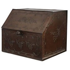 Valley Pine Metal Bread Box Vintage Brown 11x13x11 Embossed Pine Cones Park picture