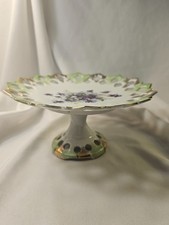 vintage Lefton China handpainted reticulated pedestal plate picture