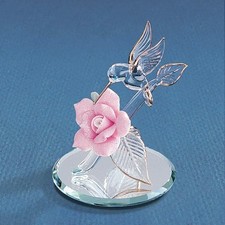 Intricately Designed Hummingbird Figurine - Swarovski Crystals + Floral Elegance picture