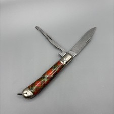 vintage Richlands Sheffield  PLlaid pocket knife England Serrated Uitlity Blade picture