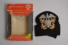 Vtg US Navy Officer Cap Badge Wolf-Brown USA 1/20th 10 KG & Sterling Silver NEW picture