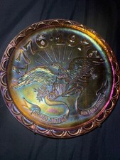 Vintage Indiana Carnival Glass Plate 1776-1976 United States Bicentennial Eagle picture