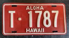 Aloha Hawaii Vintage License Plate 1957-1960 Single Red/white picture