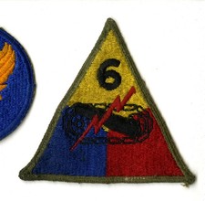 WWII Vintage 6th Armored Division White Back Patch Lemon Yellow Apex Europe picture