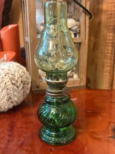 Vintage Green Miniature Oil Lamp picture