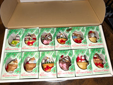 VTG 1970's JASCO 12 Piece Set Lil' Bassinet Chimers Porcelain Ornament Bells Ex. picture