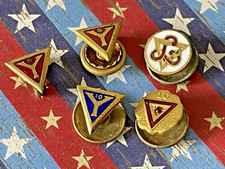 Lot of Five (5)  Antique YMCA Service Lapel Pins Awards picture