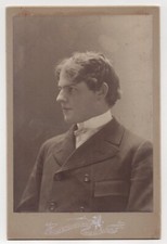 HANDSOME LONG HAIRED YOUNG MAN : FOND DU LAC, WISCONSIN : CABINET CARD picture