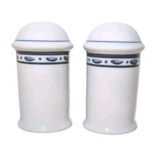 New Vtg Dansk Bistro Cafe Coordinates Salt Pepper Shakers Set 2003-2006 Blue Dot picture