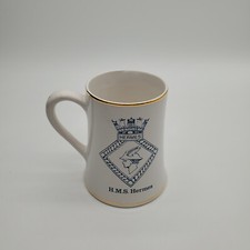 Vintage Rare English HMS Hermes Royal Navy Ceramic Tankard with Gold Trim picture