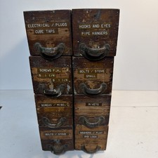 8 Rare Primitive Wood Metal Drawers Hardware Farm Store Rustic Vintage picture