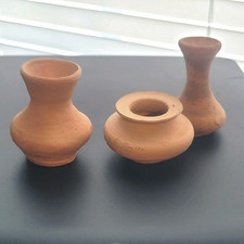 Lot of 3 Miniature Terra Cotta Pots Clay & Pottery Southwest vase  1.5