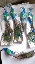 Five Real Feathers PEACOCK ORNAMENTS WITH PEACOCK TAIL FEATHERS 15