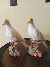 VINTAGE NORA FENTON - LARGE PAIR MORNING DOVES BIRDS - YELLOW AND WHITE -  9