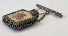 Vintage Antique Miniature Perfume Bottle + Dabber Floral Brooch Rare  picture