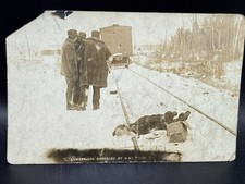 Lumberjack Beheaded by M&I Northern Pacific Railway Train RPPC Postcard GORE picture