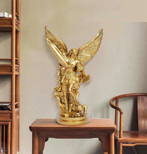 12 inch Gold St Michael Archangel Statue San Miguel Arcangel Figurines Sculpture picture