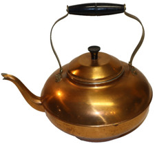 VTG Douro Benjamin & Medwin Copper Tea Kettle Pot Tin Lined Wood Handle Portugal picture