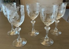 5 Fostoria Etched Daisy Water Goblets, 146070 picture