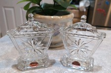 Vintage Gorham Full Lead Crystal Lyre Harp Bookends - Mint Condition  picture