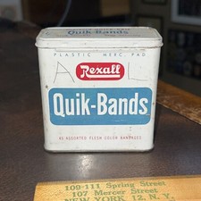 Vintage Rexall Drug Stores Quik-Bands Band Aid Tin- Empty picture