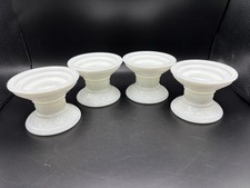 Set Of 4 VTG Milk Glass Candleholder Swirl Pattern Taper Pillar picture