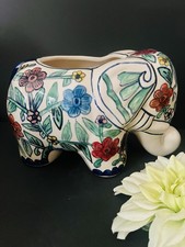 Beautiful Hand -Painted  Floral Elephant Planter.QUALITY  picture
