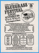 1987 Baltimore MD Bluegrass Festival Ralph Stanley Lewis Family Excalibur Ad picture