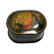 Russian Palekh lacquer box The Scarlet Flower Davydov trinket box small picture
