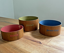 Vintage Rosetti Teak Nesting Snack Bowls 