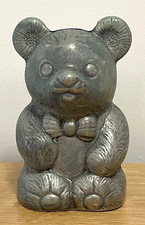 Vtg 1970s LEONARD Silver Plated Teddy Bear Bank, Bow Tie E.P. Zinc MADE IN ITALY picture