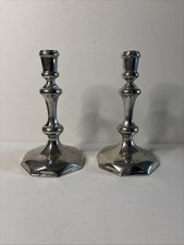 Colonial Williamsburg Stieff Pewter Candlesticks Vintage Pair of 2 picture