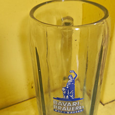 Bavari Brauerei Clear Glass Beer Stein Mug w/ Handle Blue Logo Hof/Bayern picture
