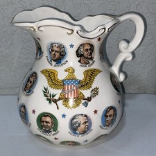 VTG Ceramic Pitcher All US Presidents Thru 1965 Graphics Chadwick-Miller Japan picture