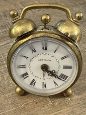 Vintage Westclox Analog Twin Bell Alarm Clock WORKS Metal Japan Plastic Face picture