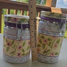 Capriware Hand Painted Floral Canister Jar set, with Lid 8