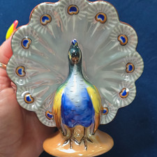 Noritake Handpainted Porcelain Peacock Bird Figurine Handmade Made in Japan. picture