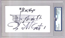 BILL CONTI HAND SIGNED 3x5 CARD WITH LINE OF MUSIC FROM ROCKY        PSA SLABBED picture