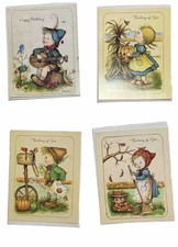 Vtg 4 Greeting Cards Little Helpers Thinking Of You Happy Birthday  Anne Liese picture