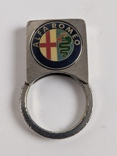 Vintage 1990s Alfa Romeo Metal Key Ring Fob Enamel Logo Crest Chrome picture