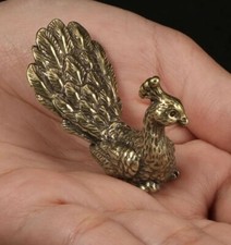 Brass Peacock Animal Statue Small Sculpture Tabletop Figurine Home Decor picture