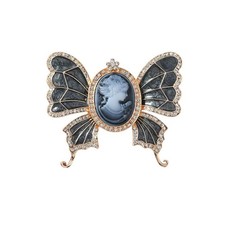 Vintage Butterfly Cameo Brooch Pin for Women Girls Gold Plated Elegant Rhines... picture