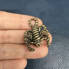 Vintage Tibetan Buddhism Brass Scorpion Dharma Protector Amulet Pendant Keychain picture