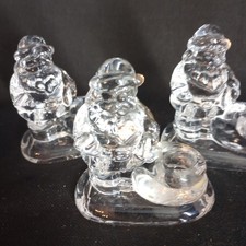 Vintage Set Of 3 William Sonoma Mini Taper Candle Holders Clear Glass Christmas  picture