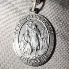 Vintage St. John the Baptist baptizing Jesus Christ Sterling Sliver Pendant 1in picture