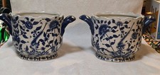 Stunning Matching Pair of Vintage United Wilson JUWC Handled Porcelain Planters picture