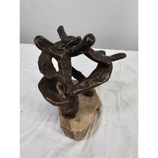Abstract Bronze Organic Sculpture  Natural Stone Base 1920s Art Deco Style picture