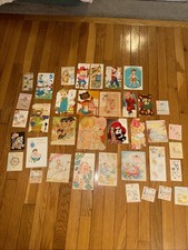 LARGE VTG 1950’s LOT USED CHILDREN GREETING CARDS GREAT GRAPHICS picture