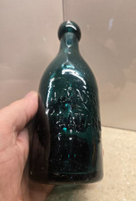 FOREST GREEN J. MANKE & CO. SAVANNAH BLOB LIP SODA BOTTLE 1850s picture