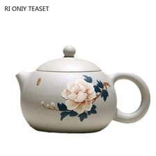 Chinese Yixing High-end Purple Clay Teapots Mud-painted Peony Xishi Tea Pot picture